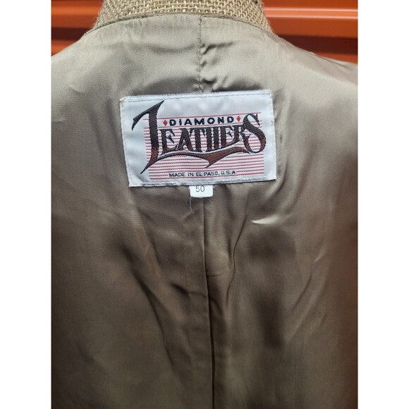 Vintage Diamond Leathers Vest Men's Sz 50 Brown Biker Cowboy Western Made In USA - Picture 8 of 9